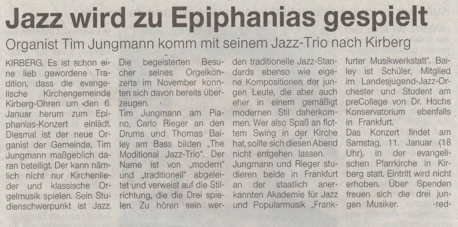 Jazz wird zu Epiphanias gespielt