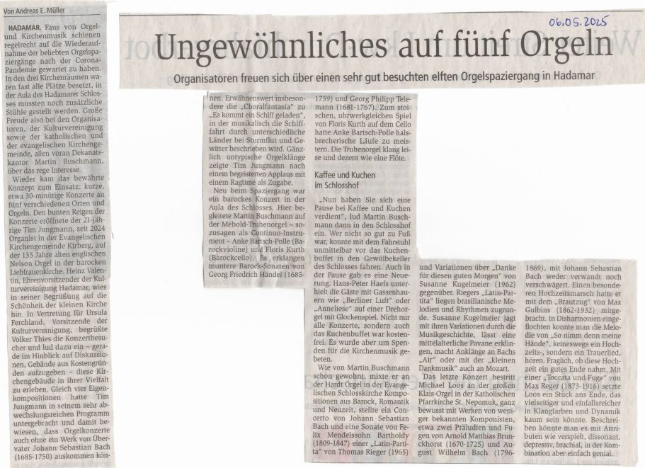 Ungewöhnliches auf fünf Orgeln