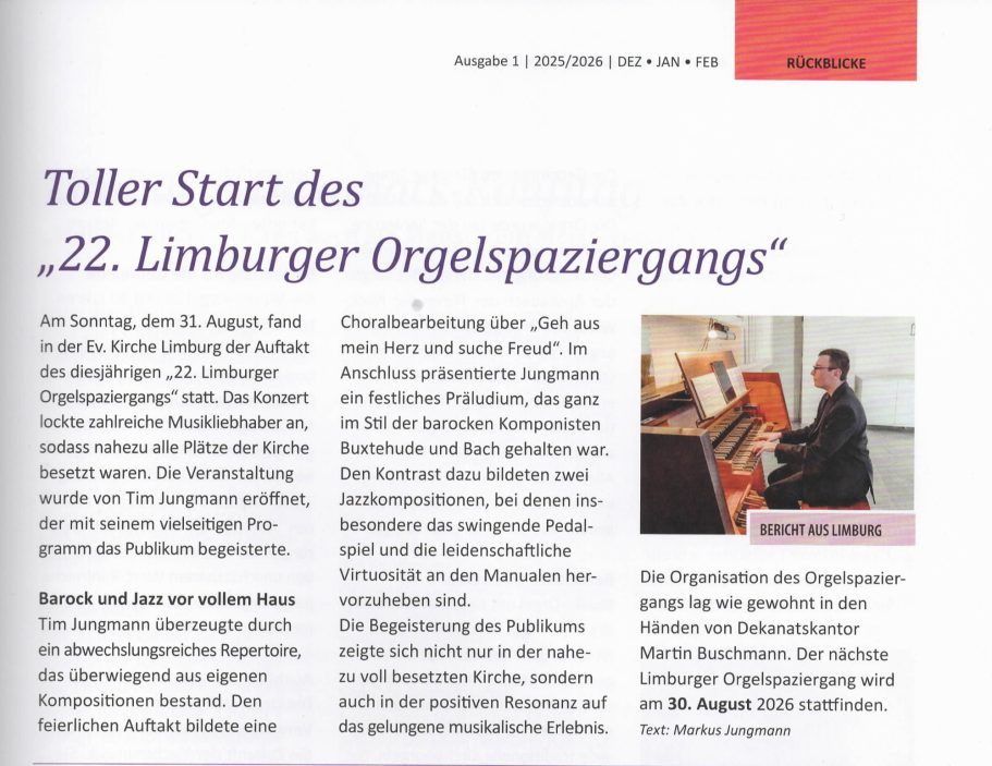 Toller Start des "22. Limburger Orgelspaziergangs"