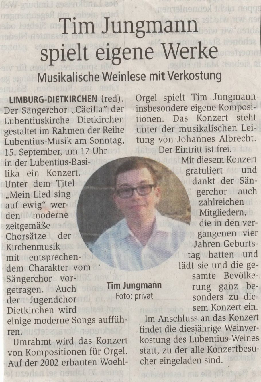 Tim Jungmann spielt eigene Werke