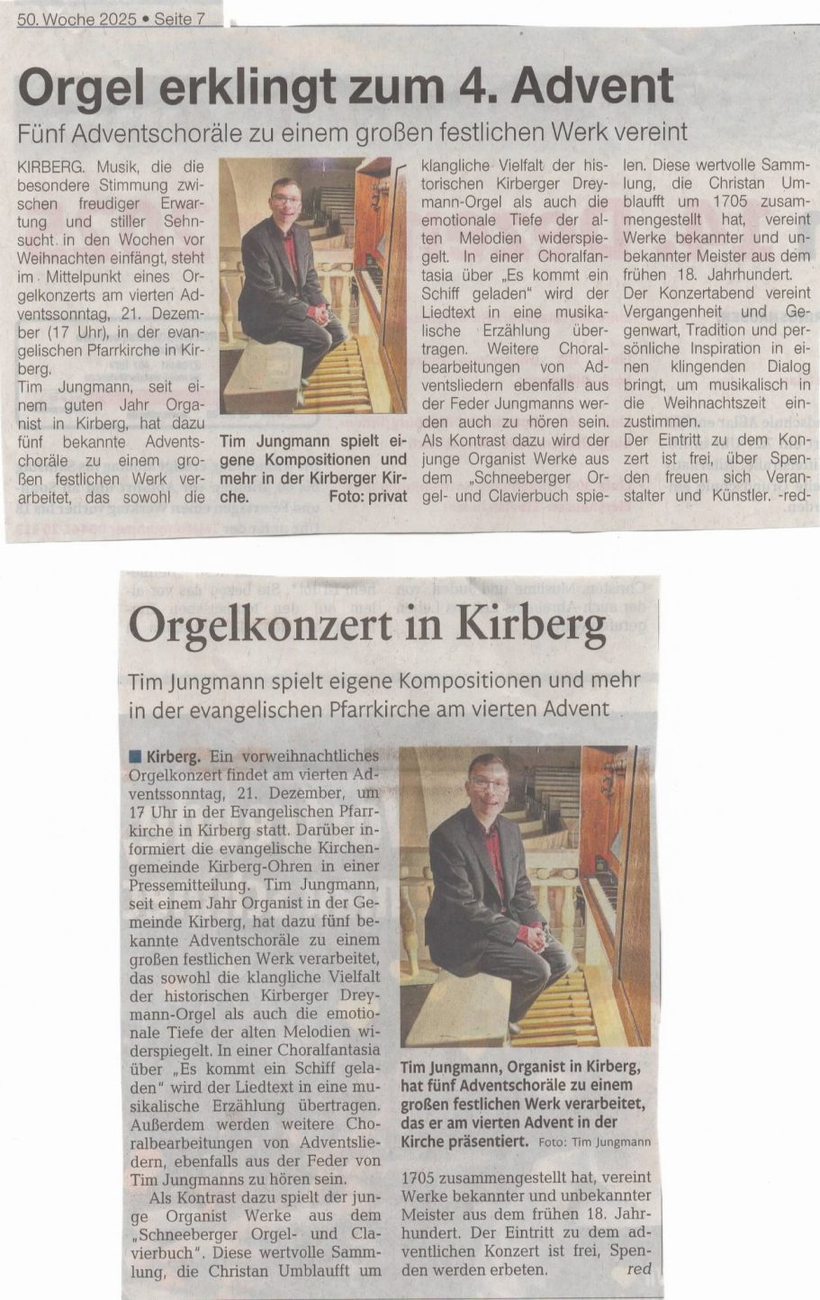 Orgel erklingt zum 4. Advent