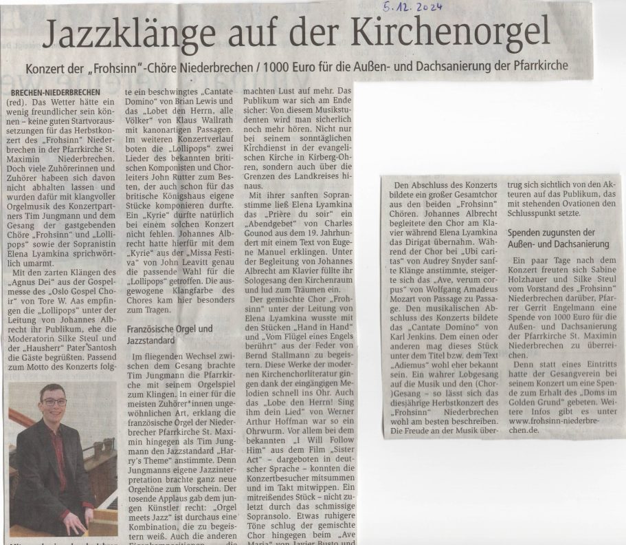 Jazzklänge auf der Kirchenorgel
